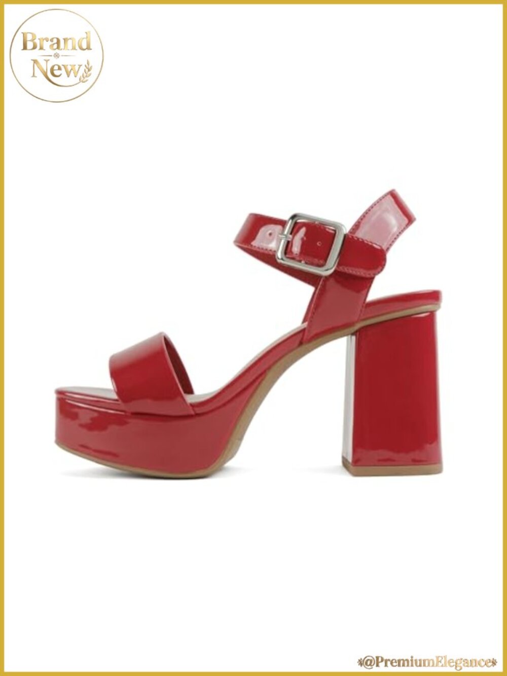 Square Toe High Heel Platform Dress Sandal Ankle Strap